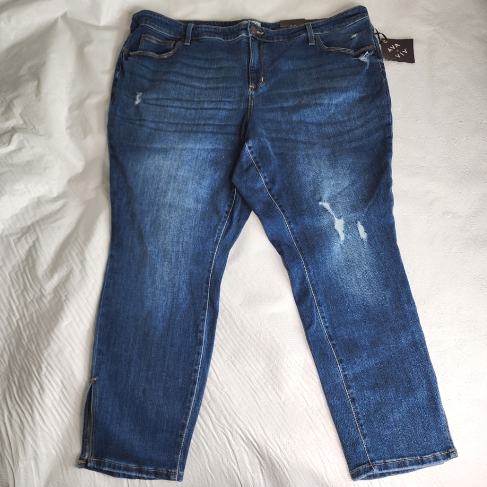 Ava & Viv Jeans Mid Rise Skinny Medium Wash Women's Plus Size 24W Regular NWT